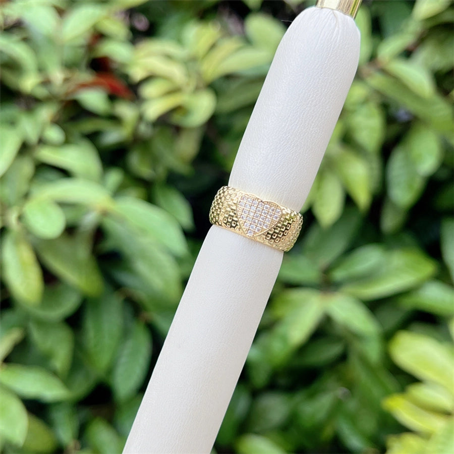 Copper 18K Gold Plated Heart Shape Butterfly Zircon Open Rings