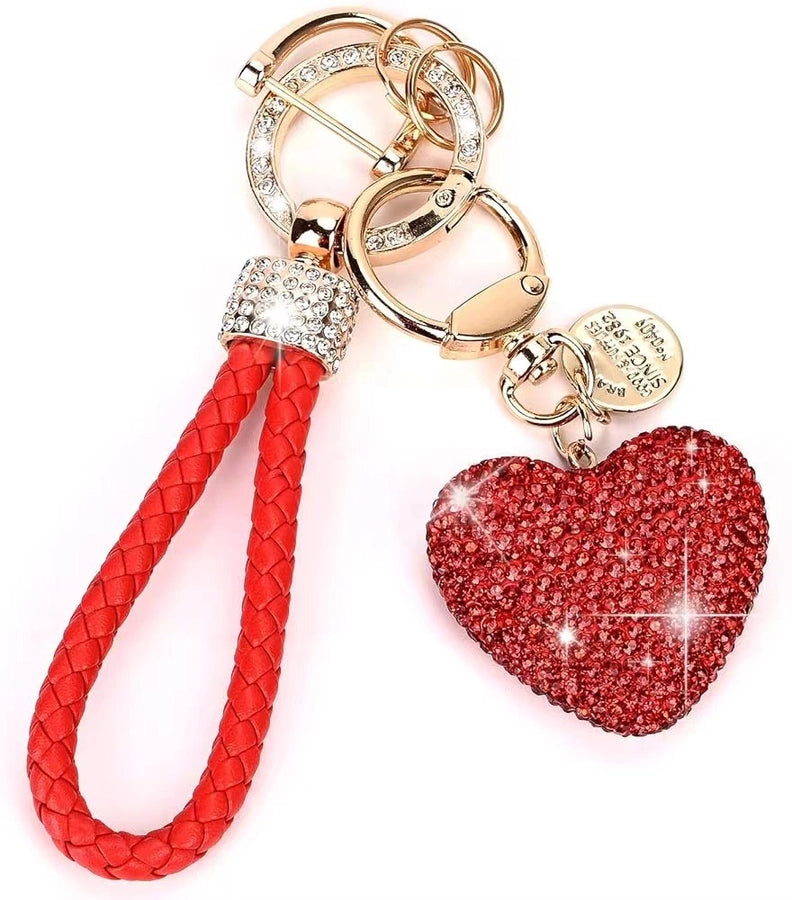 hot sale women's car keychain full diamond peach heart key chain Valentine's Day love keychain bag pendant