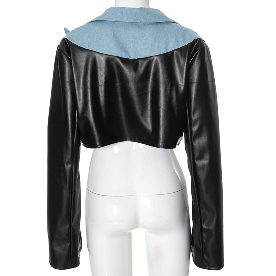 Women's Streetwear Color Block Zipper Coat Casual Jacket