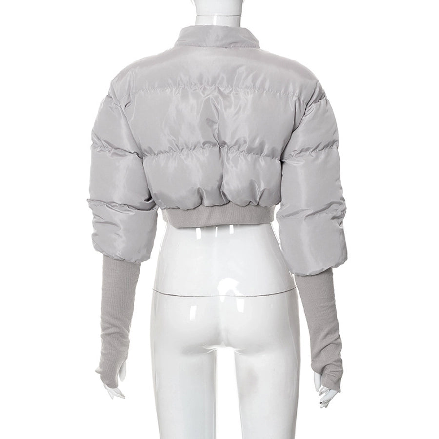 Women's Streetwear Solid Color Zipper Coat cotton clothes
