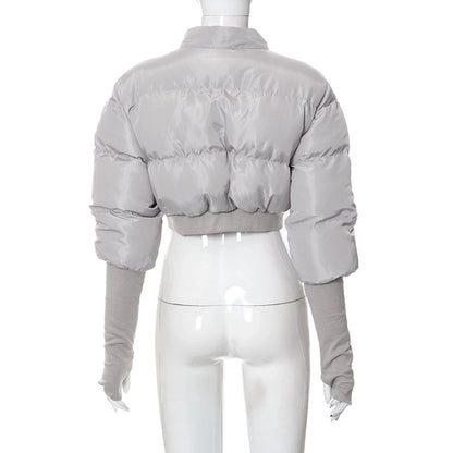 Women's Streetwear Solid Color Zipper Coat cotton clothes