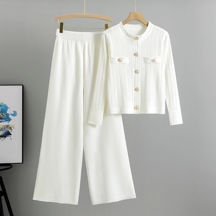 Holiday Daily Women's Vacation Simple Style Solid Color Polyester Pants Sets Pants Sets