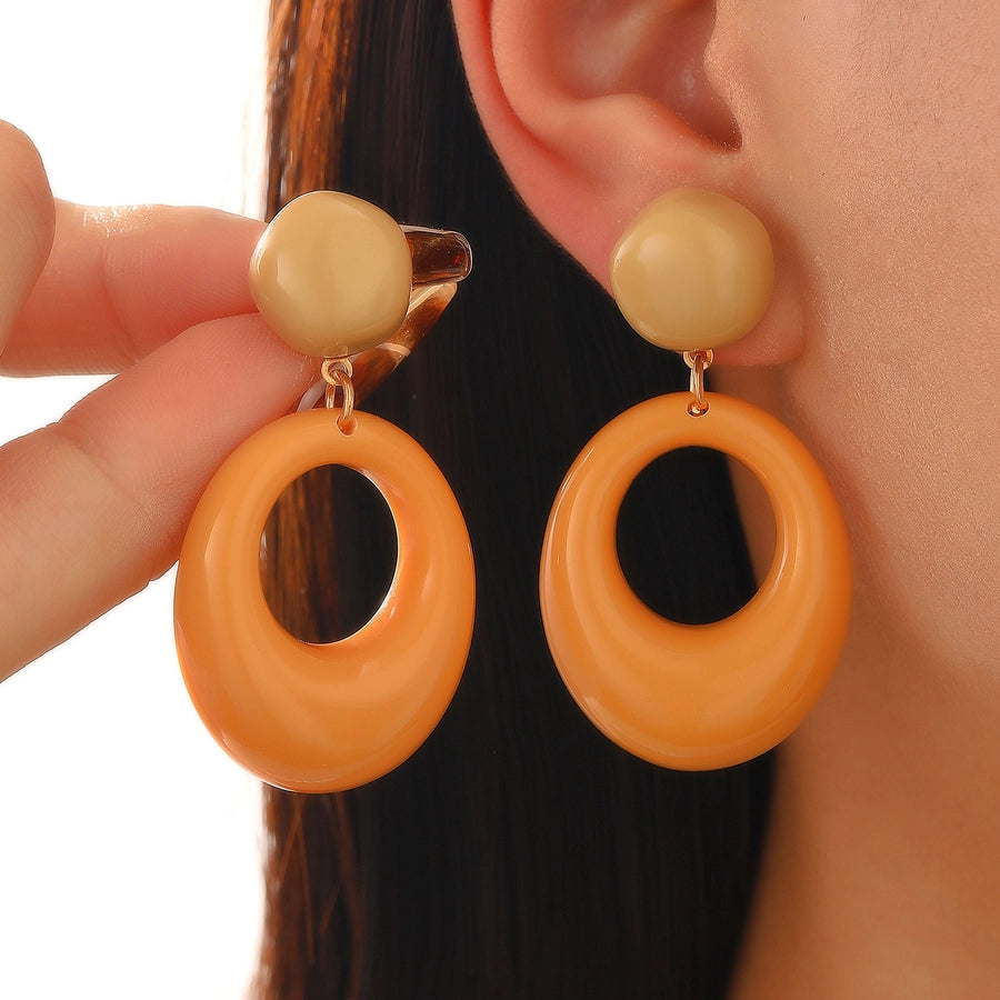 1 Pair Classic Style Geometric Plating Alloy Resin Iron Drop Earrings Ear Studs