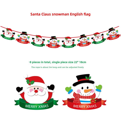 Christmas Paper Flag Christmas Window Hotel Scene Decoration Flag  Santa Claus Flag