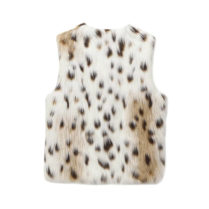 Women's Vacation Simple Style Leopard Vest Casual Jacket