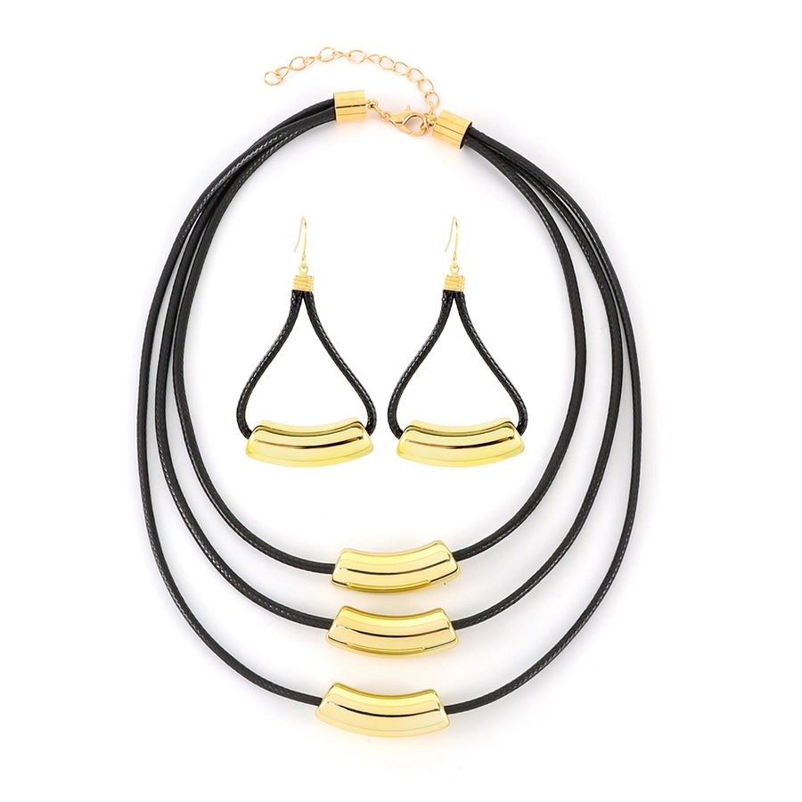 Retro Punk Geometric Arylic rope Woven Chain Layered Necklaces