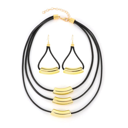 Retro Punk Geometric Arylic rope Woven Chain Layered Necklaces