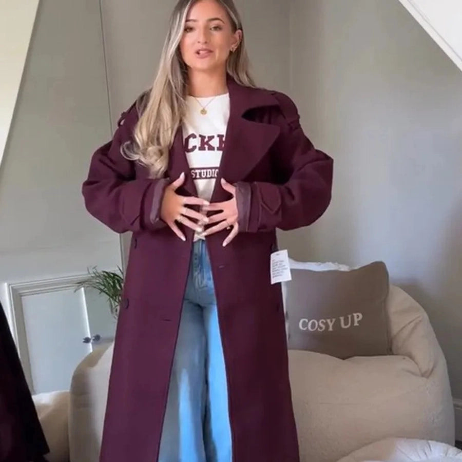 Women's Preppy Style Solid Color Coat Woolen Coat