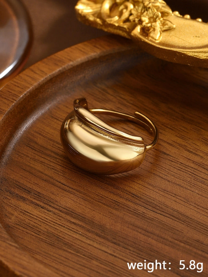 Jewelry Elegant Classical Vintage Style Geometric Water Droplets 316L Stainless Steel  Titanium Steel Wide Band Rings Open Rings