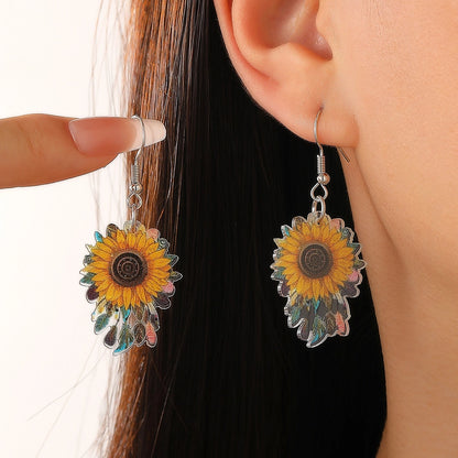1 Pair Lady Pastoral Flower Arylic Drop Earrings