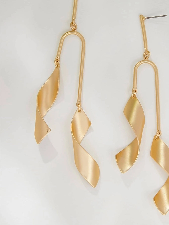 1 Pair Elegant Exaggerated Spiral Alloy Drop Earrings