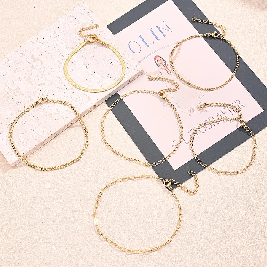 10 Strands/Package 304 Stainless Steel 18K Gold Plated cable chain snake chain figaro chain Polished Length: 170 50mm Length: 190 50mm Length:230+50mm Jewelry Accessories