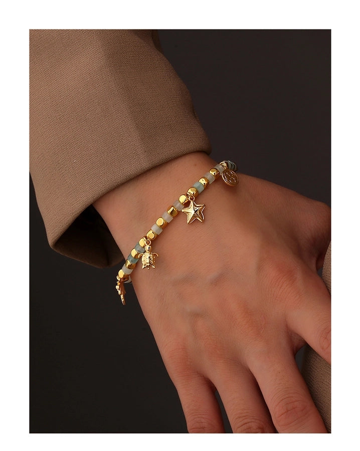 Jewelry Simple Style Tortoise Coconut Tree Starfish Copper Beaded Bracelets