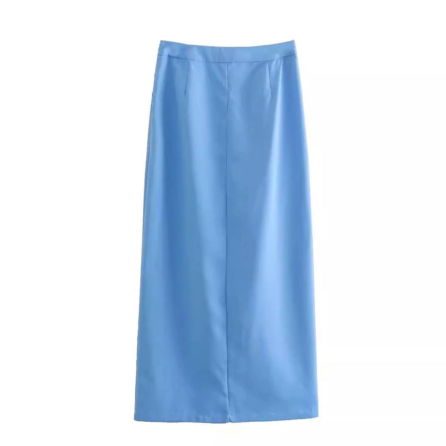 Summer Sexy Solid Color Polyester Midi Dress Skirts