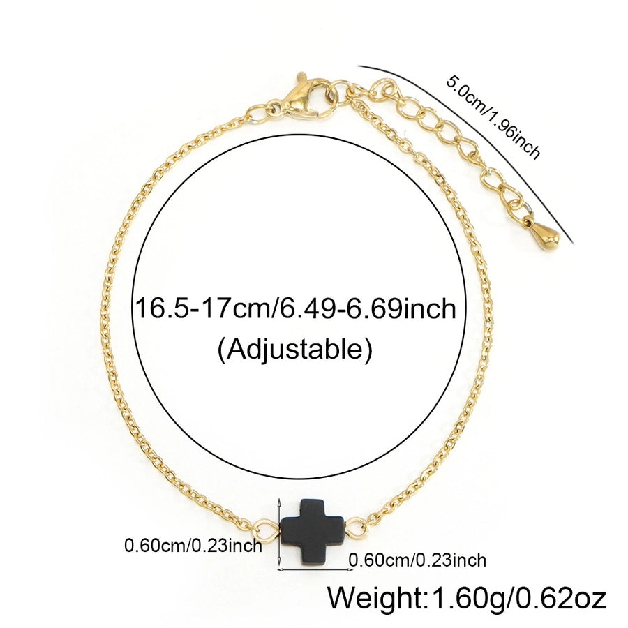 Bohemian Cross 304 Stainless Steel Resin cable chain Bracelets In Bulk Stainless Steel Bracelets