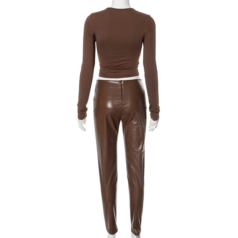 Daily Women's Streetwear Solid Color Spandex Polyester Pants Sets Pants Sets