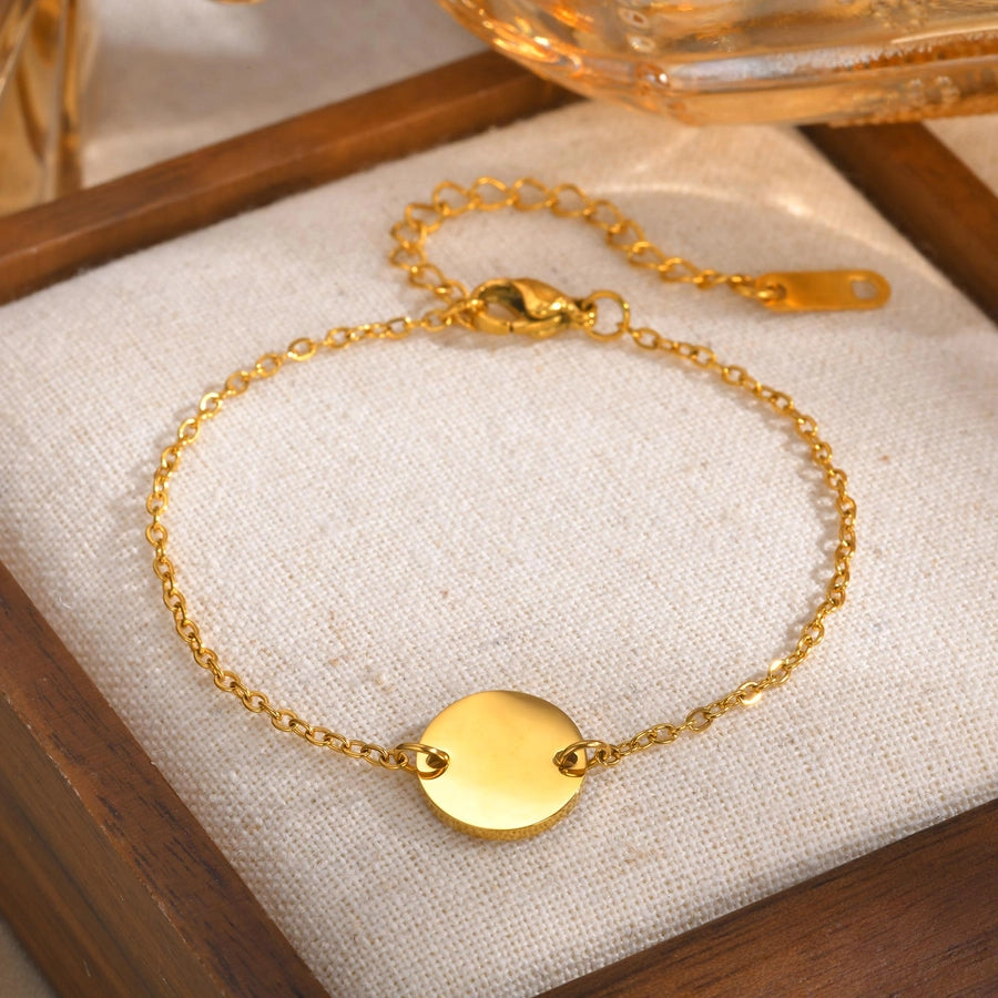 Vacation Classic Style Round 304 Stainless Steel 18K Gold Plated cable chain Bracelets In Bulk Stainless Steel Bracelets