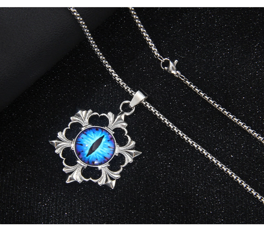 Hip-Hop Devil's Eye Snowflake 201 Stainless Steel Alloy Men's Pendant Necklace