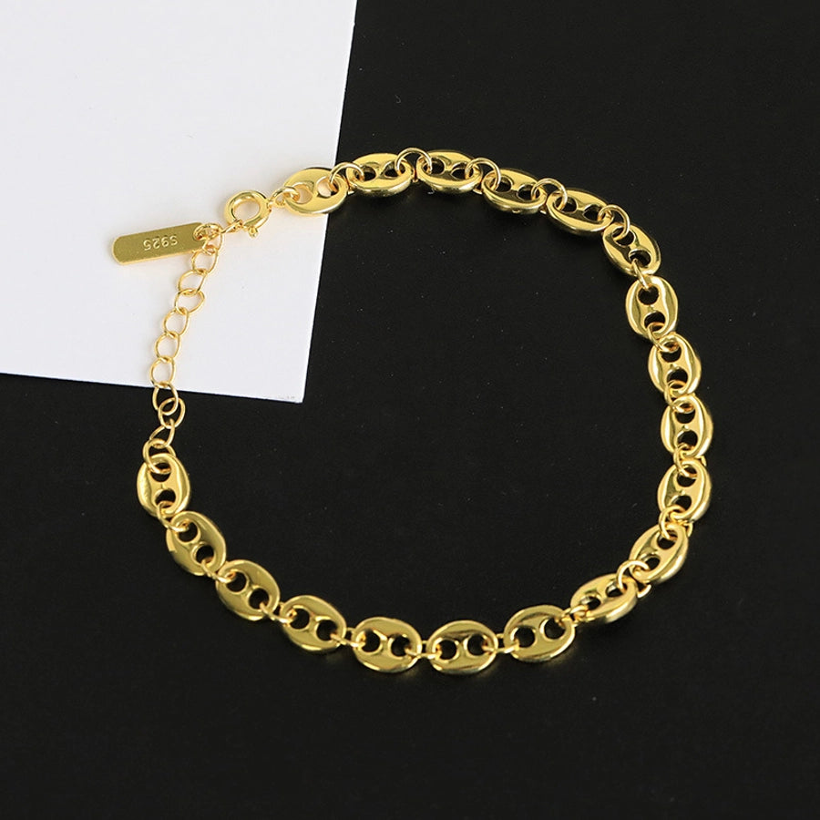 925 Sterling Silver Pig Nose Chain Bracelets Classic Style