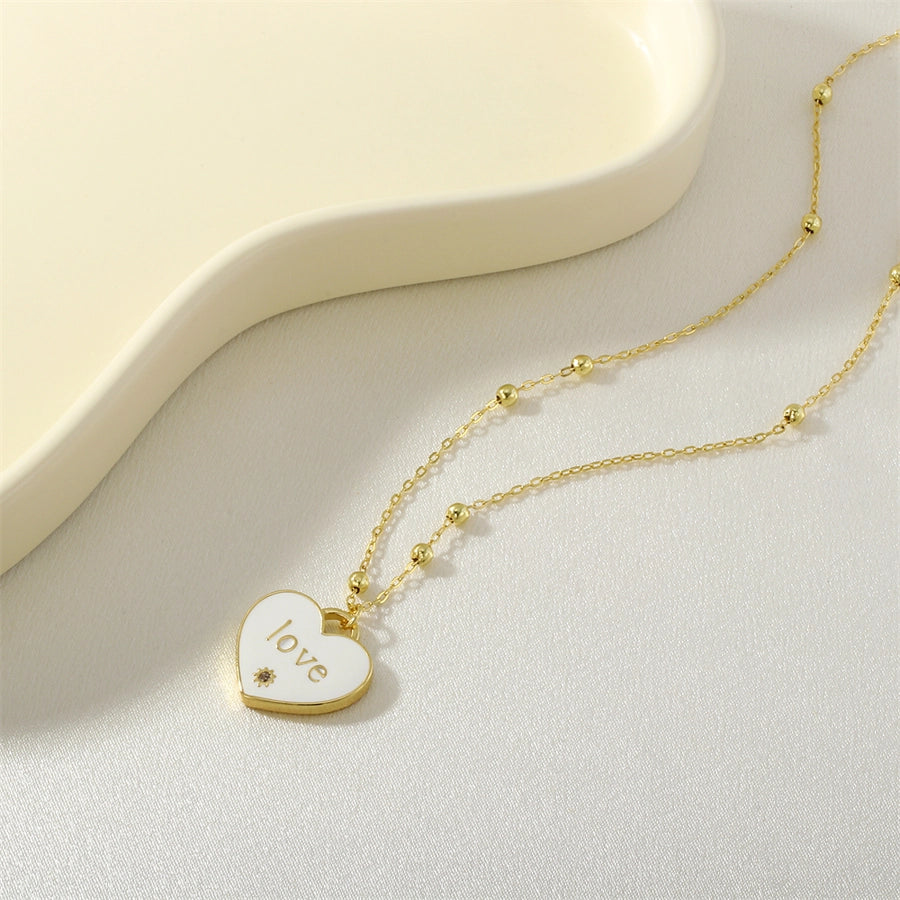 Jewelry IG Style Heart Shape Copper Enamel Pendant Necklace