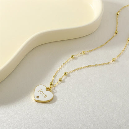 Jewelry IG Style Heart Shape Copper Enamel Pendant Necklace