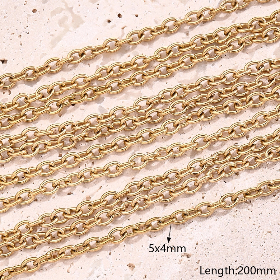 10 Strands/Package 304 Stainless Steel 18K Gold Plated cable chain Belcher Chain Polished Length: 170 50mm Length: 200mm Jewelry Accessories