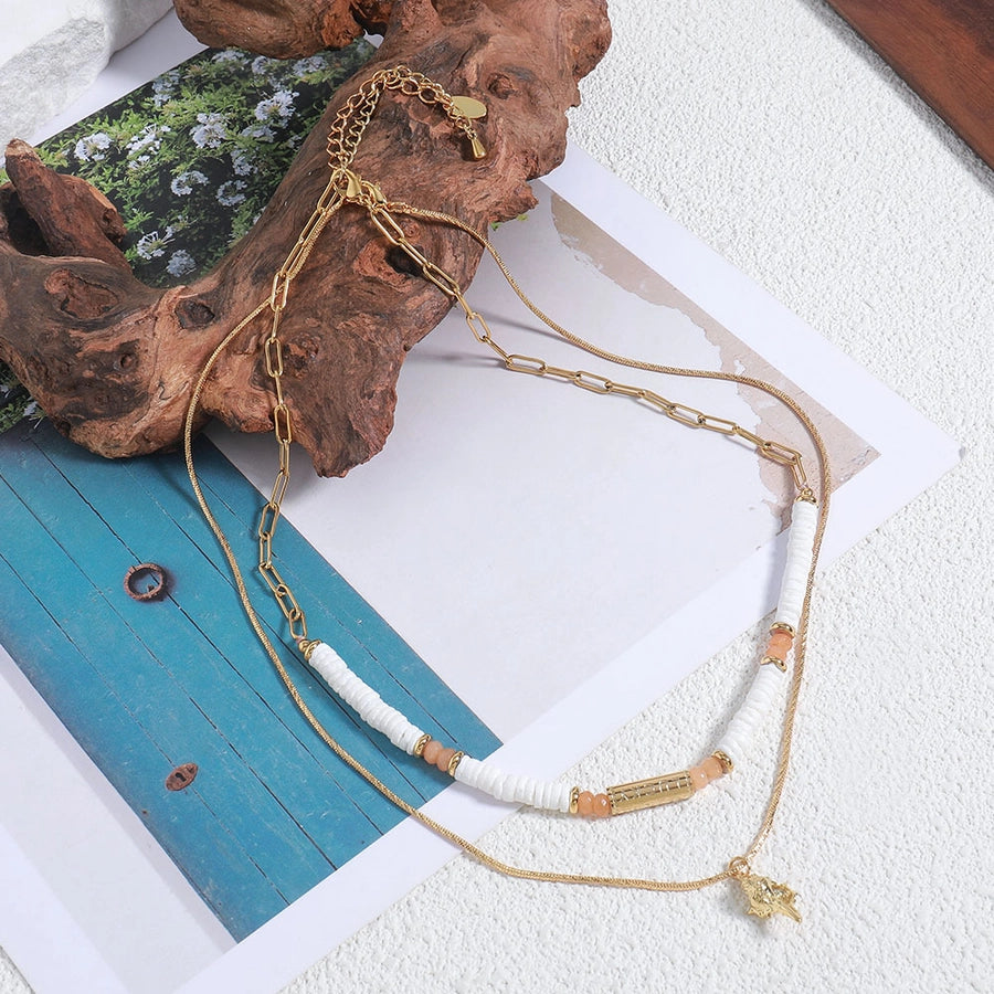 Casual Luxurious Irregular 304 Stainless Steel Shell Copper Paperclip Chain snake chain Layered Necklaces