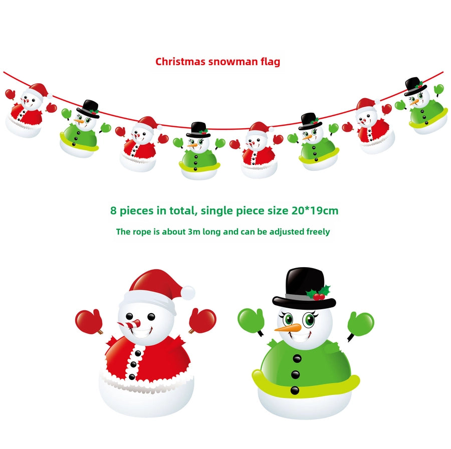 Christmas Paper Flag Christmas Window Hotel Scene Decoration Flag  Santa Claus Flag