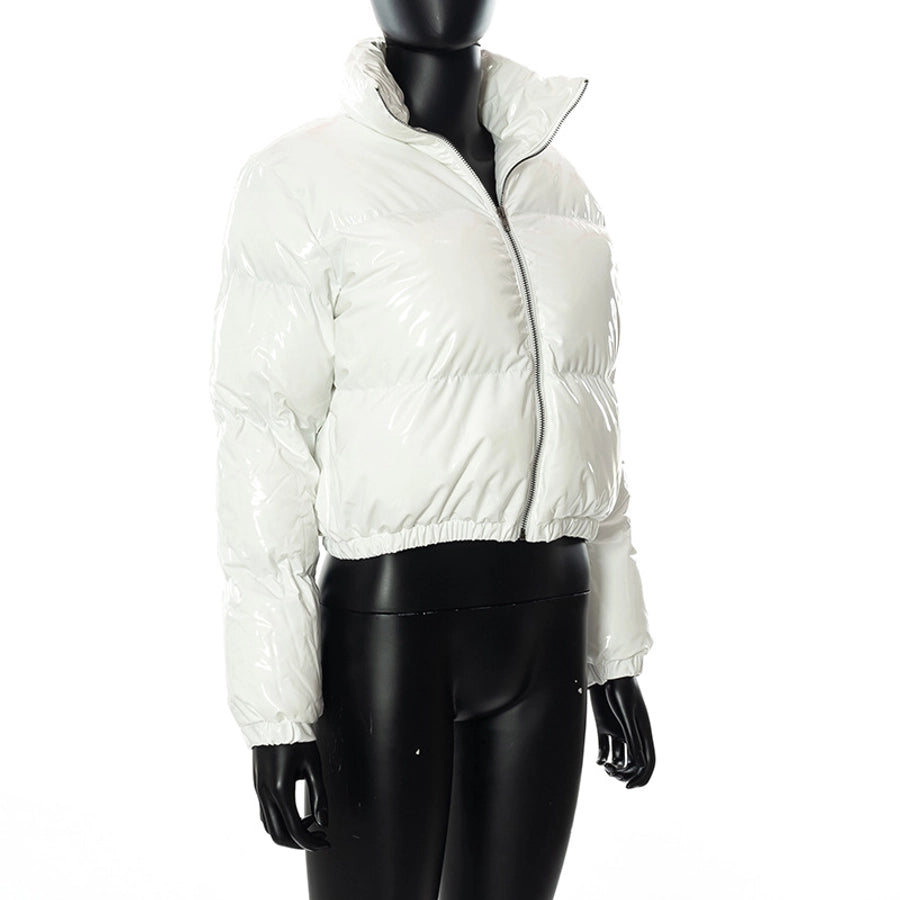 Women's Streetwear Solid Color Zipper Coat cotton clothes