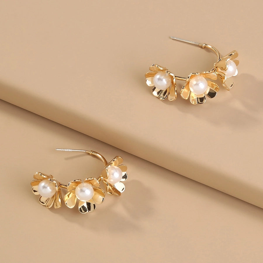 1 Pair Exaggerated Sweet Flower Copper Ear Studs