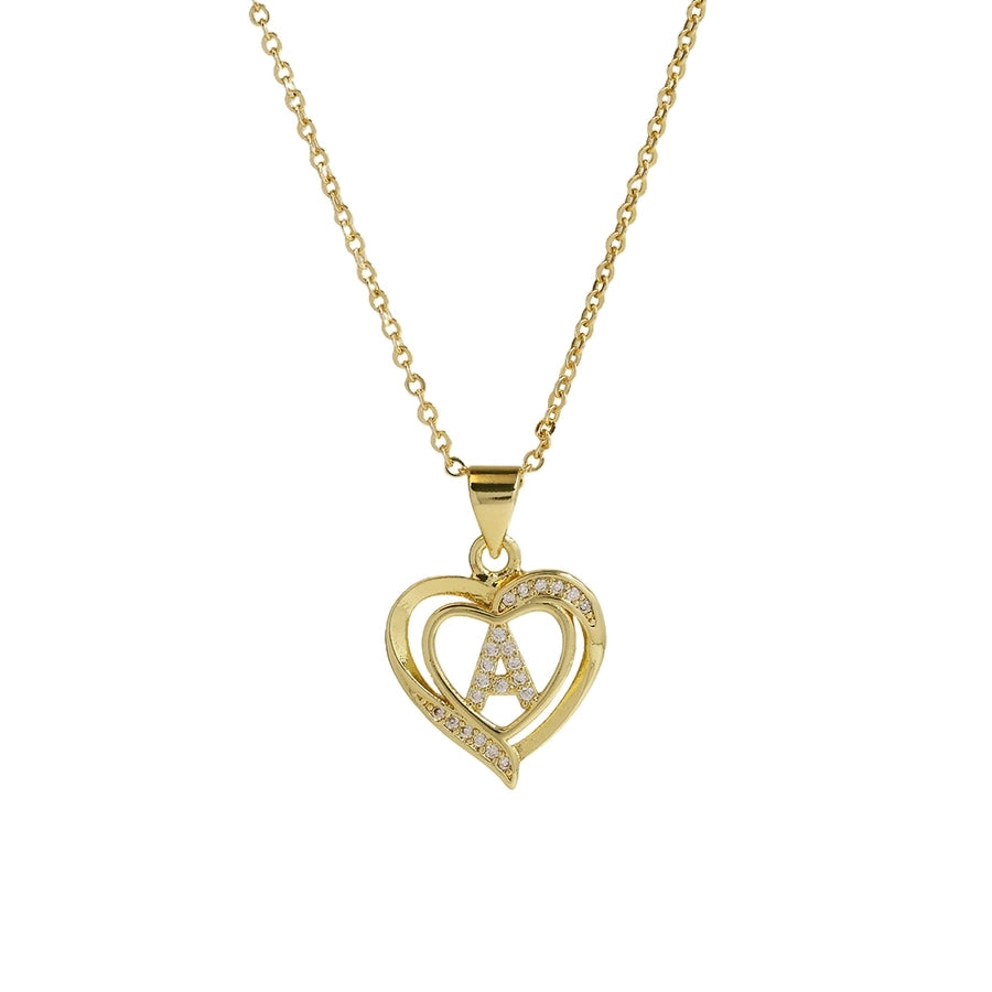 Brass cable chain Plating Letter Heart Shape Pendant Necklace