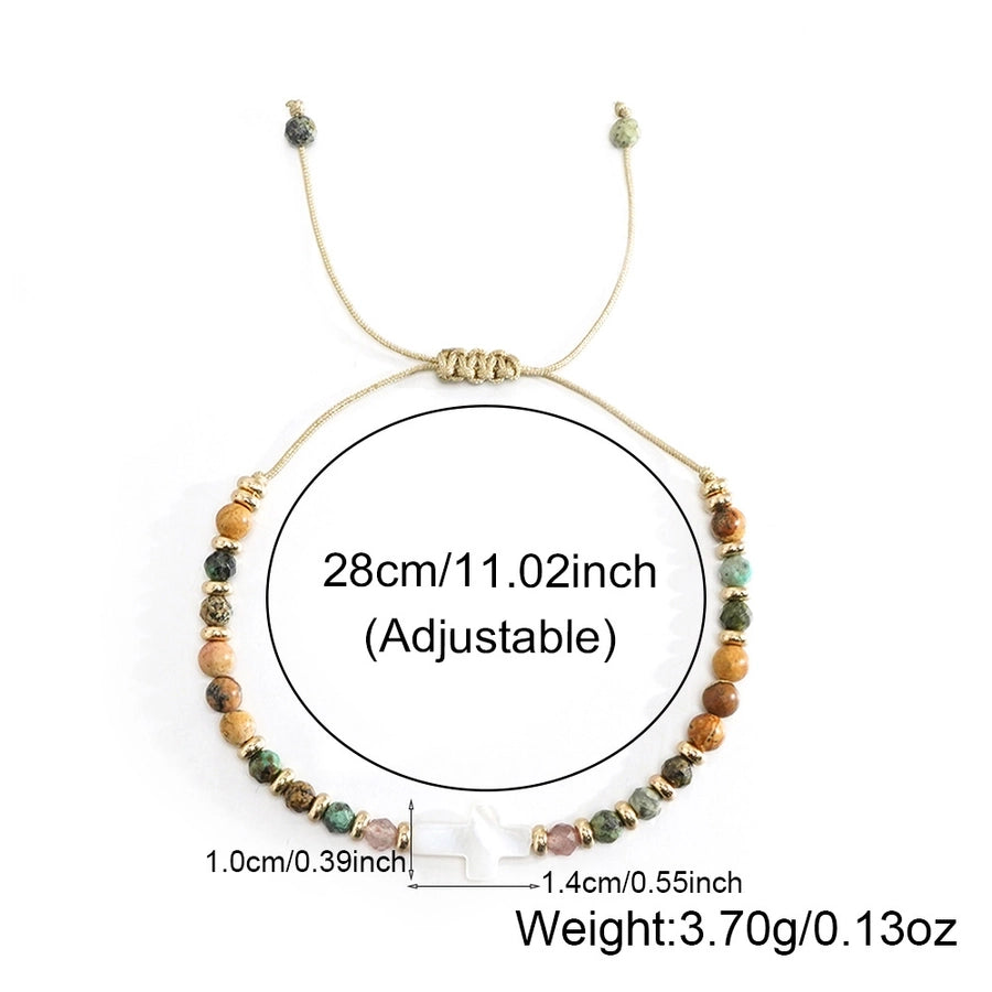 Bohemian Geometric natural stone Wax line Shell  String Bracelets