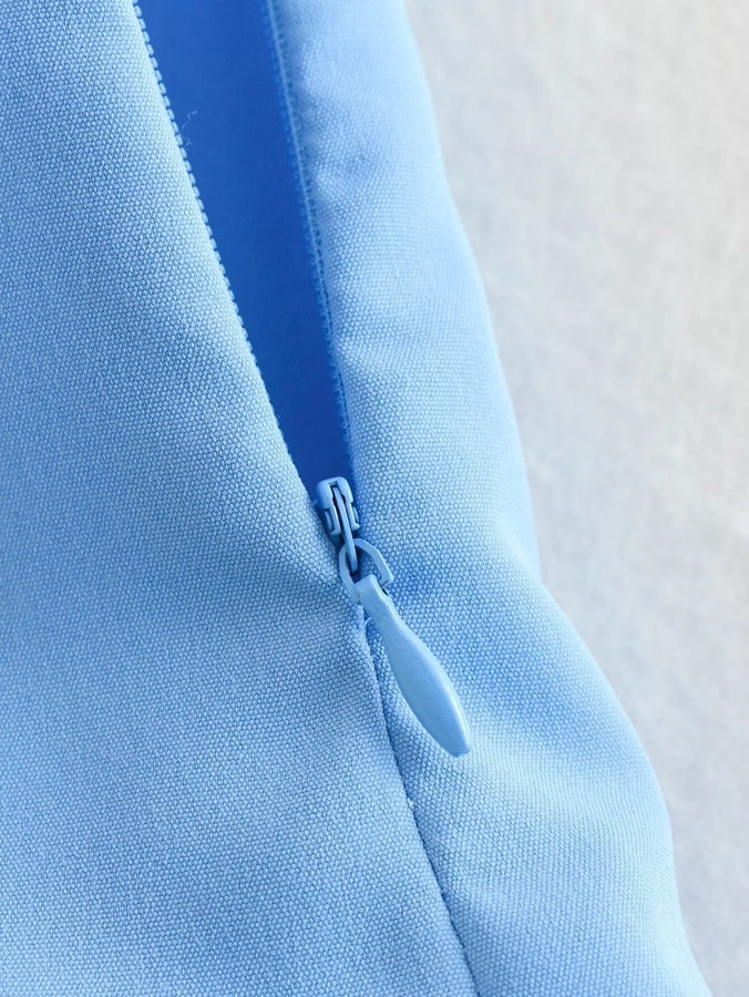 Summer Sexy Solid Color Polyester Midi Dress Skirts