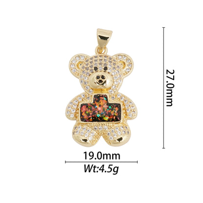1 Piece Copper Zircon Hexagon Bear Planet Pendant