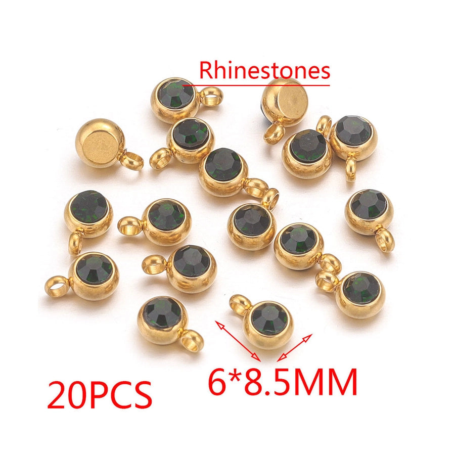 20 PCS/Package Diameter 6 mm 304 Stainless Steel Geometric Pendant Jewelry Accessories