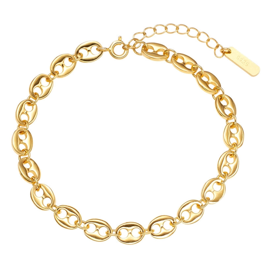 925 Sterling Silver Pig Nose Chain Bracelets Classic Style