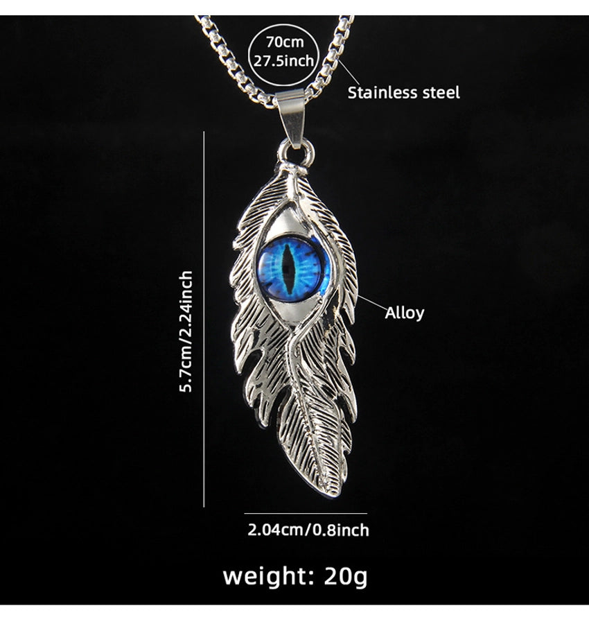 Hip-Hop Devil's Eye Feather 201 Stainless Steel Alloy Unisex Pendant Necklace