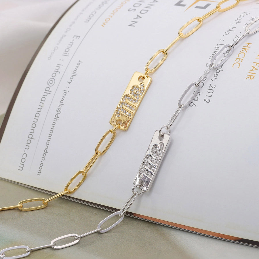 Jewelry Casual Classic Style Letter Copper Zircon Necklace