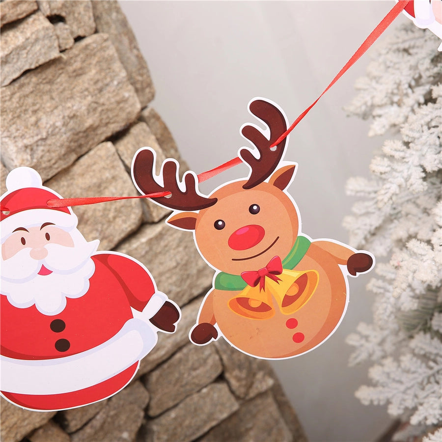 Christmas Paper Flag Christmas Window Hotel Scene Decoration Flag  Santa Claus Flag