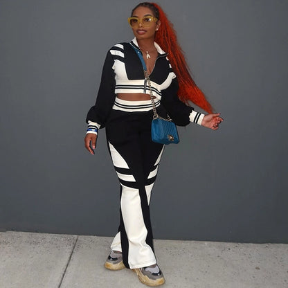 Daily Women's Streetwear Color Block Spandex Polyester Twilled Satin Pants Sets Pants Sets