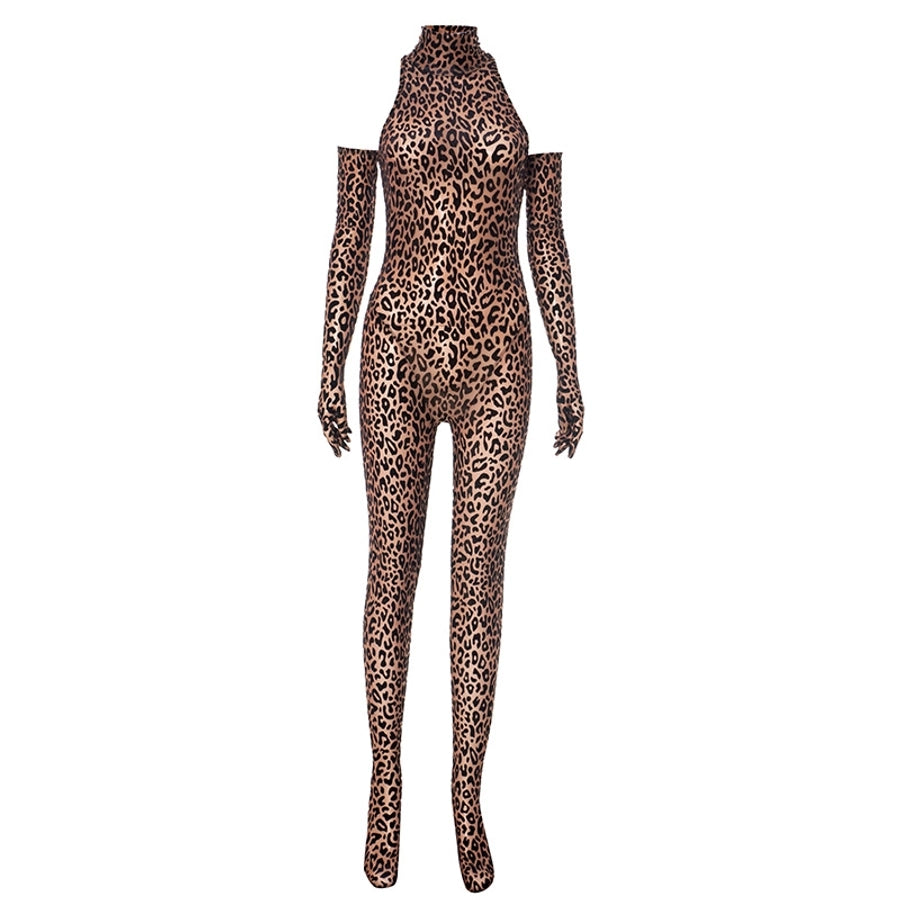 Women's Masquerade Streetwear Leopard Jumpsuits Jumpsuits