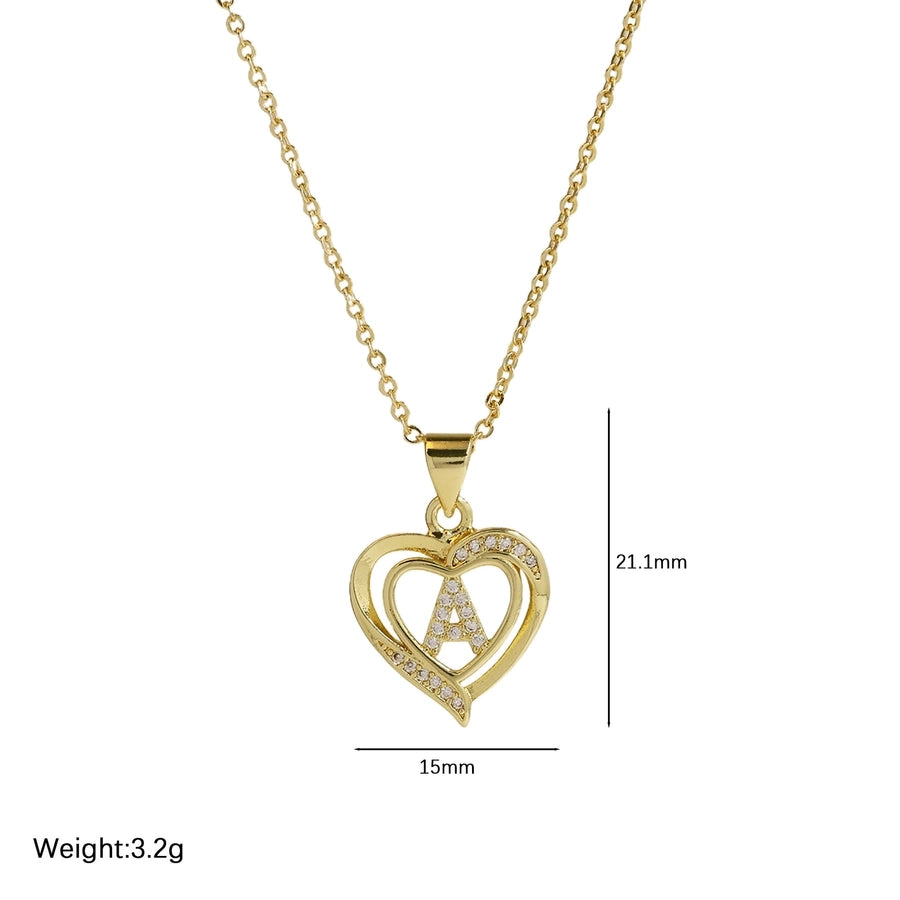 Brass cable chain Plating Letter Heart Shape Pendant Necklace