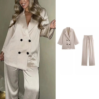 Daily Women's British Style Solid Color Polyester Pants Sets Pants Sets