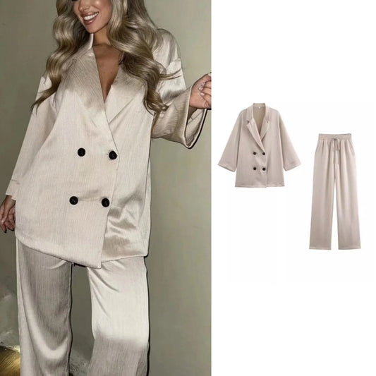 Daily Women's British Style Solid Color Polyester Pants Sets Pants Sets