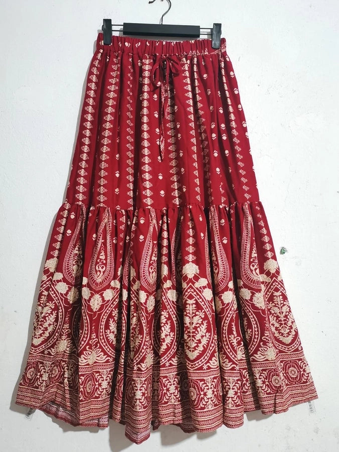 Summer Vacation Printing Polyester Maxi Long Dress Skirts