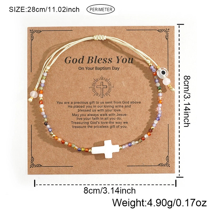 Simple Style Cross Eye natural stone Wax line Shell  String Bracelets