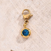 Dark Lake Blue Lucky Stone Lobster Buckle Pendant (Gold)