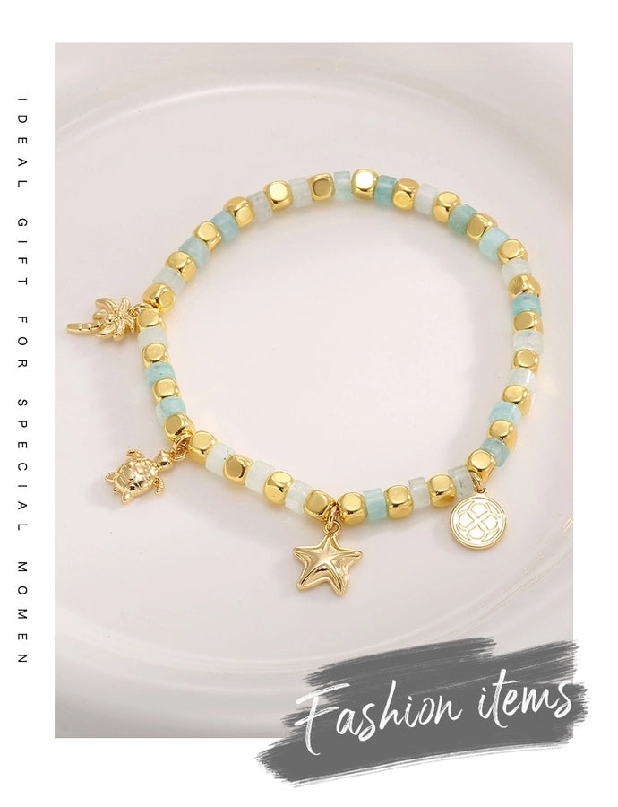 Jewelry Simple Style Tortoise Coconut Tree Starfish Copper Beaded Bracelets