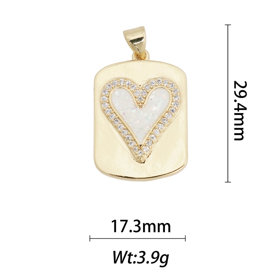 1 Piece Copper Moon Heart Shape Rose Pendant