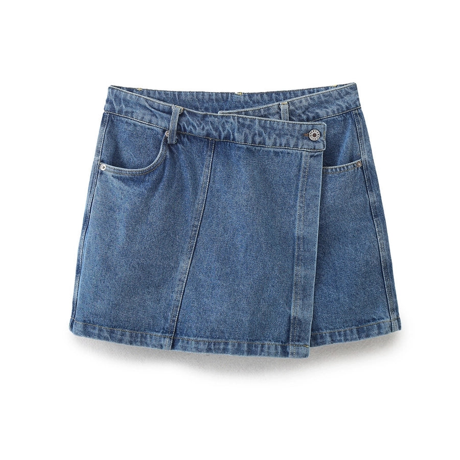 Daily Women's Simple Style Classic Style Solid Color Denim Pocket Skirt Sets Skirt Sets